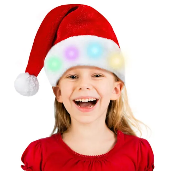 Julhatt, LED Tomtehatt - Unisex Plysch Tomtehatt Plysch Julhatt Cosplay Kostym för Julfest> Huvudbonader