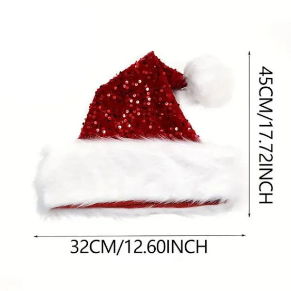Julhatt, paljettprydd julhatt, lämplig plyschjulhatt för vuxna (rosa)> Huvudbonader