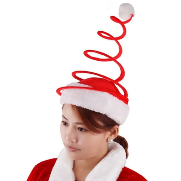 Julhatt Spiral röd med plyschkant 17> Huvudbonader