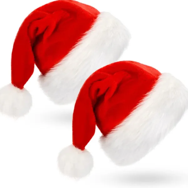 Julhatt, Unisex lämplig plysch julhatt för vuxna (2 st)> Huvudbonader