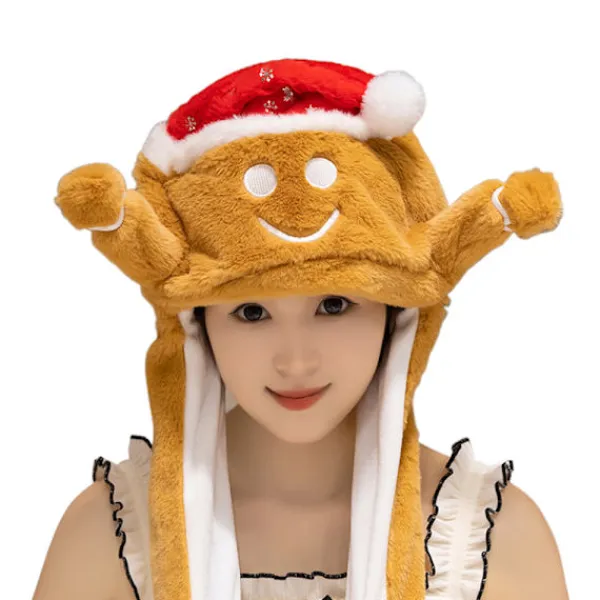 Julhattar - Grinch Plyschhattar Med Öron Som Rör Sig Luftkuddar, Söta Öron Jul Med Rörliga Jul Vintersporthatt, Tomtehatt Cookie Man> Huvudbonader