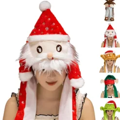 Julhattar - Grinch Plyschhattar Med Öron Som Rör Sig Luftkuddar, Söta Öron Jul Med Rörliga Jul Vintersporthatt, Tomtehatt Cookie Man><noscript><img width=