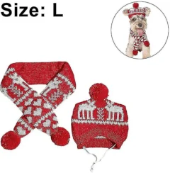 Julhundkostym Mössa Och Stickad Halsduk - Söt Husdjurskostym Tillbehör Varma Vinterkläder För Katt> Tillbehör