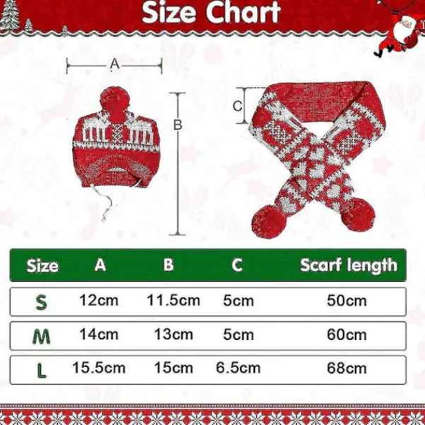 Julhundkostym Mössa Och Stickad Halsduk - Söt Husdjurskostym Tillbehör Varma Vinterkläder För Katt> Tillbehör