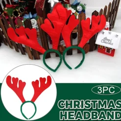Julhuvudband för vuxna och barn, röda stora renhorn, hårklämma, 3-pack> Tillbehör