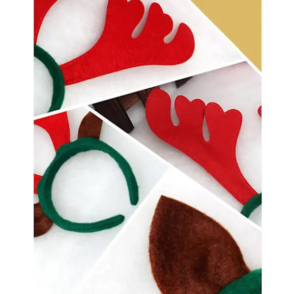 Julhuvudband för vuxna och barn, röda stora renhorn, hårklämma, 3-pack> Tillbehör
