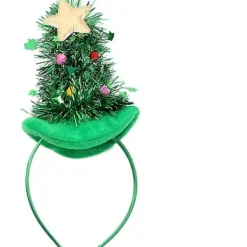 Julklappshårband med grönt granträd> Huvudbonader