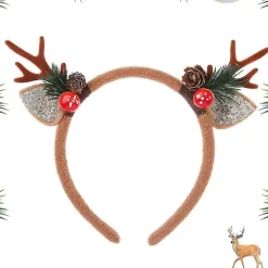 Julklappshårband med renar, glitter, för kvinnor, hårband, hårtillbehör, huvudbonad för juldekorationer (brun)> Huvudbonader