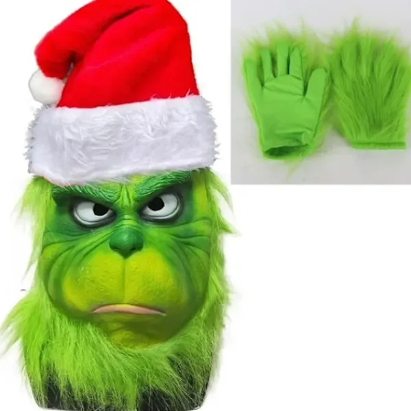 Julmask och handskar Kostym Geek Stjäl Halloween Cosplay Grinch och Handskar> Masker