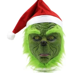 Julmask och handskar, kostymrekvisita, latex helhuvudmask> Tillbehör