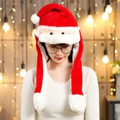 Julmössa i plysch, avtagbar skäggmössa, jultomteplyschmössa, LED-julmössa, rolig julmössa, används för Cosplay-julfest><noscript><img width=