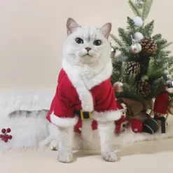 Julpyjamas för husdjur, katt och hund, höst- och vinterbadrock, klassisk stil S> Dräkter