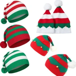 Julstickad mössa - Festlig design. Vuxen [Klassisk röd klocka]*1><noscript><img width=