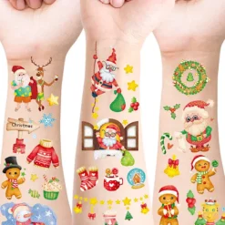 Jultillfälliga tatueringar för barn med tema God Jul Födelsedagsfest Dekorationer Tillbehör Tatueringar Klistermärke Festgåvor Present Idealisk för pojkar flickor | Fyndiq> Smink