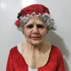 Jultomtedocka, julmask i latex, jultomtemask, realistisk jultomtemask, bär en röd tomtehatt för att delta i festen> Masker