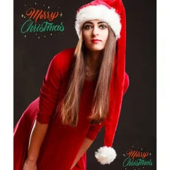 Jultomtehatt för Vuxna Lång Plysch Julhatt för Jul Nyår Festliga Festtillbehör - Rosa><noscript><img width=