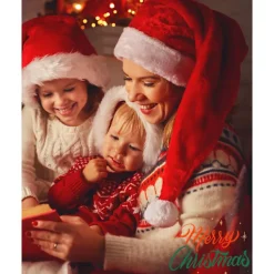 Jultomtehatt för Vuxna Lång Plysch Julhatt för Jul Nyår Festliga Festtillbehör - Röd><noscript><img width=