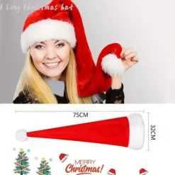 Jultomtehatt för Vuxna Lång Plysch Julhatt för Jul Nyår Festliga Festtillbehör - Lila> Huvudbonader