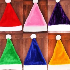 Jultomtehatt i Sammet Unisex Bekväm Kreativ Flerfärgad Vuxen & Barn Julhatt för Julhelgsfest> Huvudbonader