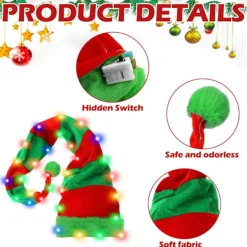 Jultomtehatt med LED-ljus, kreativ julhatt för fest, samling, utklädning, clownhatt, tomtehatt, dekoration> Huvudbonader