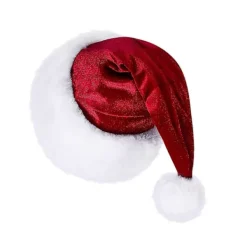 Jultomtehatt med vit kant för julfest Nyår Huvudbonad Tomtekostym Tillbehör Present Vinröd> Tillbehör