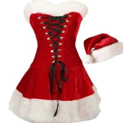 Jultomtekostym för kvinnor, Santa Claus-kostymset, Nyårs- och julkostym, Festkläder (XXL)> Dräkter