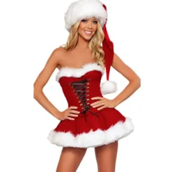 Jultomtekostym för kvinnor, Santa Claus-kostymset, Nyårs- och julkostym, Festkläder (XXL)> Dräkter