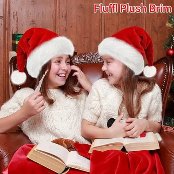 Jultomteluva för barn, tomteluva i sammet, bekväm och tjock> Huvudbonader