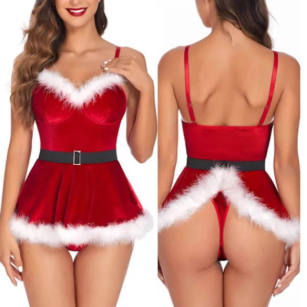 Holocky Julunderkläder för kvinnor Santa Lingerie helkroppssats 3XL> Dräkter