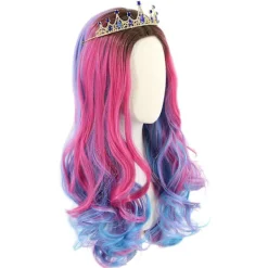 JUSCH Wekity Audrey peruk och krona för barn flickor lång vågig rosa blå peruk, WZ-1251R><noscript><img width=