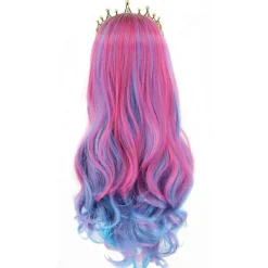 JUSCH Wekity Audrey peruk och krona för barn flickor lång vågig rosa blå peruk, WZ-1251R><noscript><img width=