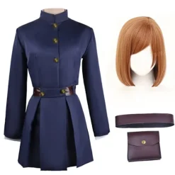 Kaisen Kugisaki Nobara Cosplay Kostym Topp Klänning Kappa Kvinnor Uniform Midja Armar Väska Peruk Komplett Set Halloween Kostymer One Size | Fyndiq><noscript><img width=
