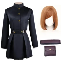 Kaisen Kugisaki Nobara Cosplay Kostym Topp Klänning Kappa Kvinnor Uniform Midja Armar Väska Peruk Komplett Set Halloween Kostymer One Size | Fyndiq><noscript><img width=