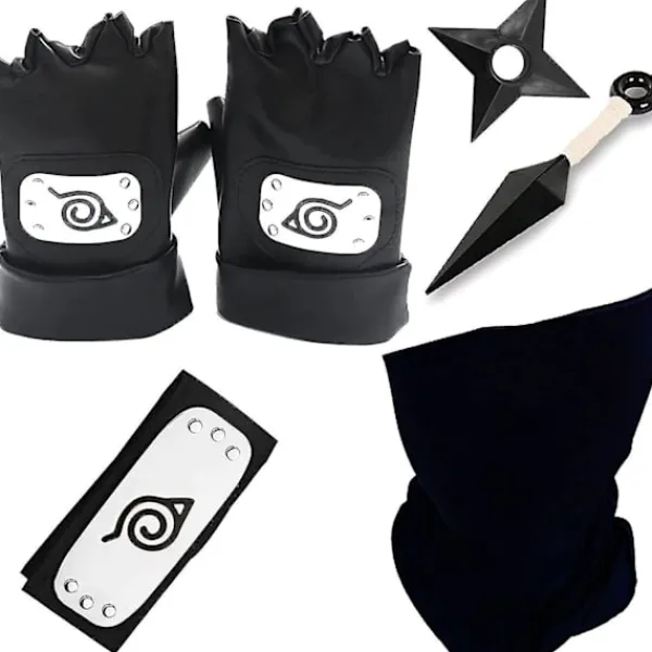 Kakashi Cosplay Set Ninja Konoha Naruto Headband Kakashi Forehead Protection And Kakashi Mask Gloves Kunai Ninja Plastic Shuriken Kakashi Cosplay Prop | Fyndiq> Tillbehör