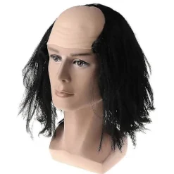 Kal peruk Halloween Peruker Flintskalligt Hår Maskerad Kostymfest Rolig Cosplay Prop Svart><noscript><img width=