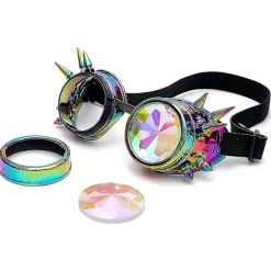 Kalejdoskop Steampunk Raveglasögon med Regnbågskristall> Tillbehör
