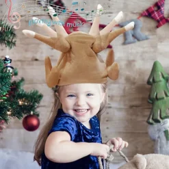 Kalkon Thanksgiving Hatt Rörlig Med Musik Nyhet Tillagad Kyckling Fågel Tomte Maskerad><noscript><img width=