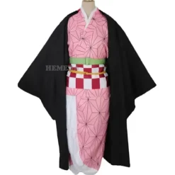 KOOLYOU Kamado Nezuko Cosplay Kostym Anime Kimono Kamado Nezuko Peruk Uniform Halloween Kvinnor Barnkläder Costume wig> Dräkter