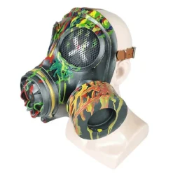Kamouflage Gas Latex Mask Halloween Cover med justerbar rem Party Fancy Dress Up Cosplay kostym rekvisita> Masker