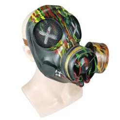 Kamouflage Gas Latex Mask Halloween Cover med justerbar rem Party Fancy Dress Up Cosplay kostym rekvisita><noscript><img width=