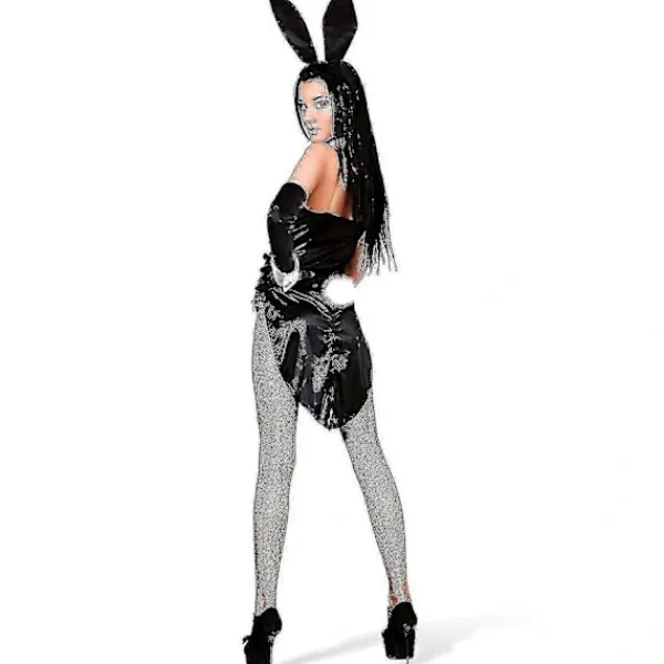 Kanindräktsset för jul- och påskcosplay – Inkluderar kaninöronband, krage med fluga, manschetter, långa svarta handskar och kaninsvans> Tillbehör