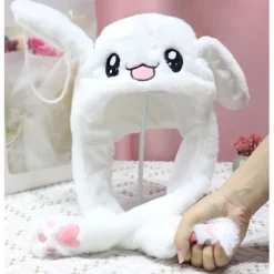 Kaninhatt hoppande kaninhatt med rörliga öron rolig plyschhatt Barnens dag present> Huvudbonader