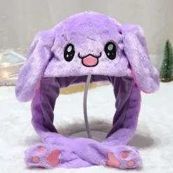 Kaninhatt hoppande kaninhatt med rörliga öron rolig plyschhatt Barnens dag present><noscript><img width=