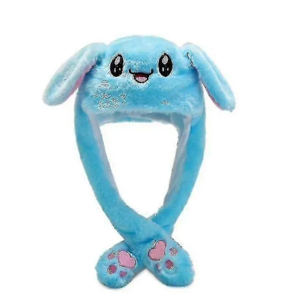 Kaninhatt med rörliga öron Hoppande hatt Rolig kanin plyschhatt Mössa Blue> Huvudbonader