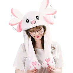 Kaninhatt med rörliga öron Hoppande hatt Rolig plyschkaninhatt Varm vinterhatt för kvinnor och flickor, Cosplay> Huvudbonader