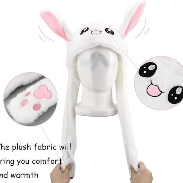 Kaninhatt med rörliga öron Hoppande hatt Rolig plyschkaninhatt Varm vinterhatt för kvinnor och flickor, Cosplay> Huvudbonader