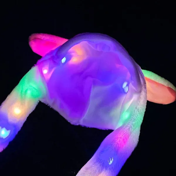 FMYSJ Kaninhatt Öron Rörlig Hoppande Hatt Plysch Kaninhatt Söt Mössa Med Tassar För Kvinnor Flickor (FMY)> Huvudbonader