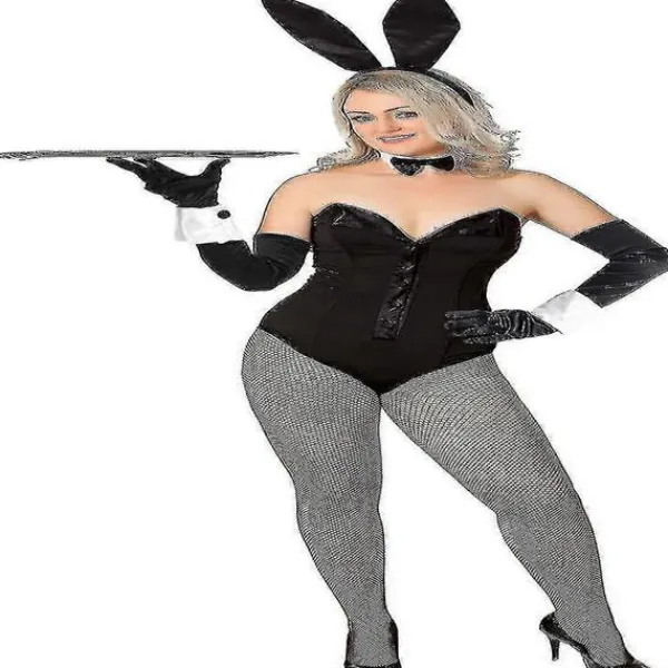 Kaninkostymset för jul, påskcosplay - Inkluderar kaninöronpannband, krage med fluga, manschetter, långa svarta handskar och kaninsvansaccessoar> Tillbehör