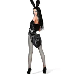 Kaninkostymset för jul, påskcosplay - Inkluderar kaninöronpannband, krage med fluga, manschetter, långa svarta handskar och kaninsvansaccessoar><noscript><img width=