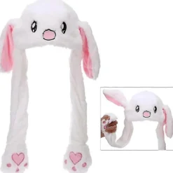 LBJ Kaninöron Rörlig Hoppande Hatt Plysch Kaninöron Hatt Mössa Med Rörliga Öron Påsköron Tryckande Pop Up Hatt Leksak Roliga Gåvor -> Huvudbonader